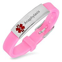 LF Mens Womens Kids Stainless Steel Silicone Personalized ICE Anaphylaxis Medical Alert Bracelet,Free Engraved Customized Adjustable Rubber Medical ID Bracelets Sos Emergency for Teen,Adult,Child