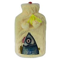 Hot Water Bottle 2 Liters, Natural Rubber Hot Water Bag with Luxurious Plush Faux Fur Cover, Great for Pain Relief