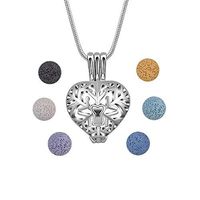 Zoint Snow Heart Aromatherapy Necklace Essential Oil Diffuser Locket Pendant with Lava Rock Kit Christmas Gift