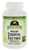 SOURCE NATURALS Vegan True Non-GMO Essential Enzymes 500 Mg Vegetable Capsule, 90 Count
