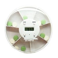 XIHAA Portable Mini Digital Round Pill Box Useful Storage Pill Box 7 Days Reminder 5 Alarms Timed Digital Pill Boxes Organizer Easy For Carrying