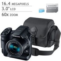 Samsung WB2200F 16.3MP CMOS Smart WiFi & NFC Digital Camera with 60x Optical Zoom, 3.0" LCD and 1080p HD Video (Black) ((Includeds Carrying Case and 16GB SDHC Card))