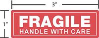 1" x 3" Fragile Stickers Handle with Care (50 Stickers (Sheet))