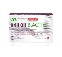 LYL Krill Oil B Activ - Complete Omega 3 + B2, B4, B6, B7, B9, B12 Vitamins - Naturally Obtained Antarctic Krill Oil (Euphausia Superba) 800mg dose 30 Capsules