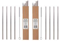 ALANDIA Stainless Steel Straws Reusable | Set of 8X Drinking Straws | Brushed Finish | Food-Grade