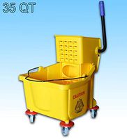 janiLink Mop Bucket w/Side Press Wringer Yellow 35 Qt