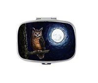 Youroom Night owl and moon Custom HOT Sales Stainless Steel Square Pill Box Medicine Vitamin Organizer Holder Decorative box
