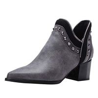 Boots for Women, Ladies Pointed V-Cut Street Cool Booties Ankle Boot Heels Leather Shoes