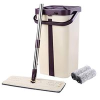 Autopeck Household Mops Flat Microfiber Pads Squeeze Floor Mop Cleaning Bucket Stainless Steel Handle System Extended Dry Kit Home Reusable
