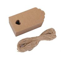 Tinksky 100pcs 94cm Hollow Heart Scalloped Kraft Paper Card/Blank Tag/Wedding Favour Gift Tag/DIY Tag/Luggage Tag/Price Label with 10M Rope