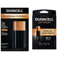 Duracell Rechargeable Powerbank 6700 mAh with Optimum AA Alkaline Batteries