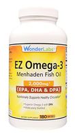 Top Rated Atlantic Menhaden Fish Oil Omega-3 2000 mg, Burpless, Made in The USA, Perfect Balance of EPA+ DHA + DPA 180 Softgels