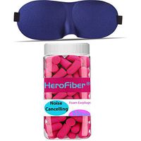 50 Pairs of Earplugs and an Eye Mask (Blue) for Sleeping. Each Pair of Earplugs are Bagged and Packed in a Neat Container. The Blindfold is Designed to Mold to Your Face, 100% Blackout Experience.