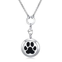 Mesinya New 25mm Dog paw Aromatherapy and Essential Oils Diffuser Pendant Locket Necklace