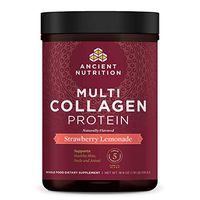 Ancient Nutrition Multi Collagen Protein Powder, Strawberry Lemonade, Formulated by Dr. Josh Axe, Hydrolyzed Collagen Supplement Supports Joints, Hair, Skin and Gut Health, 18.9oz