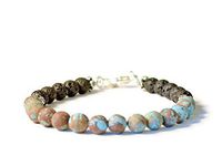Beads-N-Style Aromatherapy Essential Oil Diffuser Bracelet, Lava Rock and Blue Lace Agate (6.5)