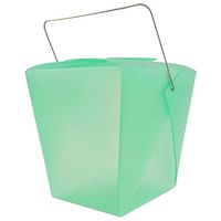 JAM Paper Plastic Chinese Takeout Container - Large - 4" x 3 1/2" x 4" - Green - Sold Individually