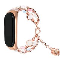 Wristband Night Luminous Pearl Bracelet Compatible for Xiaomi Mi Band 4, ASTVSHOP Adjustable Metal Link with Essential Oil/Perfume Storage Pendant for Handmade Girls (10cm x 5cm x 2cm, Rose Gold)