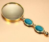 Magnifier 82mm8-shaped Double Jade Handle Magnifying Glass Metal Frame Hand-held Reading Magnifying Glass Elderly Children Christmas Gift