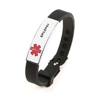 AOMZO JEWELRY Rubber Medical Alert ID Bracelets Engraved with EPILESY Adjustable Size