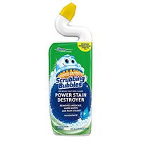 Scrubbing Bubbles Toilet Bowl Cleaner and Power Stain Destroyer, Removes Limescale, Hard Water, and Stains. Extended Neck to Ensure Freshness, Rainshower Scent, 24 oz