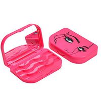 Putars Fashion Portable Bow False Eyelash Storage Box Makeup Cosmetic Mirror Case Organizer Tool Hot Pink