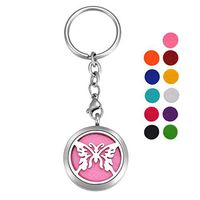 VALYRIA Stainless Steel Butterfly Essential Oil Diffuser Keychain Aromatherapy