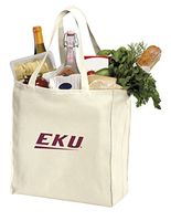 Reusable EKU Grocery Bags or Eastern Kentucky Shopping Bags Natural Cotton