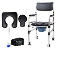 HSRG Elderly Commode Chair for Toilet with Wheels,Rolling Shower Chair with Padded Toilet Seat and Belt for Handicap and Seniors