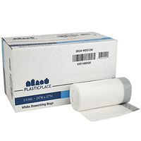 Plasticplace 13 Gallon Drawstring Trash Bags, 0.9 Mil, White, 200/ Case