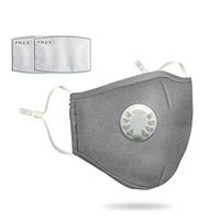 Air Purifying Reusable Face Mask with Carbon Filter Anti-Fog PM2.5 Respirator-Protection from Dust, Pollen, Pet Dander, Other Airborne Irritants,Gray+2 PCS Filter Pads