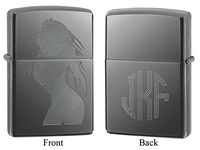 Personalized Zippo Black Ice Lighter with Woman Outline with Free Monogram