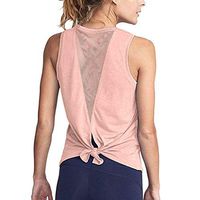 Meikosks Womens Mesh Yoga Tops Cute Workout Clothes Exercise Gym Shirts Running Tank Tops Gray