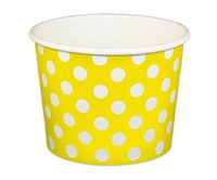 Black Cat Avenue Paper Ice Cream Cups, Polka Dot, Yellow, 16 Ounce, 50 Count