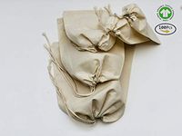 Cotton Muslin Bags 100% Organic Cotton Single Drawstring Premium Quality Eco Friendly Natural Reusable Bags (5 x 7 Inches)