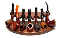 Wooden Tobacco Pipe Stand Rack Display Holder for 7 Smoking Pipes from Solid Ash Tree Wood Hand Carved by KAFpipeWorkshop