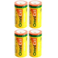 4x OmniCel ER26500HD 3.6V Size C Lithium Standard Terminal Battery For Carbon Monoxide Detectors, Intrusion Sensors, Respirators and Oxygen Concentrators, External Defibrillators, Mobile Workstations