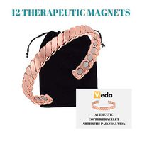 Authentic Copper Bracelet Twisted for Arthritis by VEDA - Guaranteed 99.9% Pure Copper Magnetic Bracelet for Men Women - 12 Powerful Magnets - Effective & Natural Relief of Joint Pain, Arthritis, RSI,