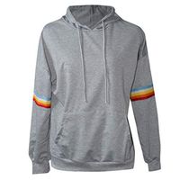 HNTDG European and American Women Casual Autumn Long Sleeve Slim Soild Color Hooded Coat Tops Blouse Gray