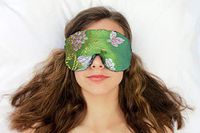 Candi Andi Handmade Flax Seed Filled Sleep Eye Mask Pillow - Adjustable Strap - Travel - Unscented - Satin Brocade and Crushed Velvet - Spring Green | TEMF-SG