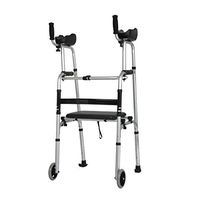 Standard Walkers Old Man handrail Frame Folding Walking aids Disabled Four-Foot Crutches Walker (Size : with seat)