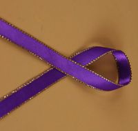 3/8" Double Face Satin Ribbon with Gold Edge (Purple)