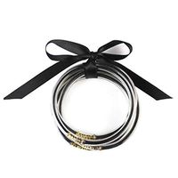 XKSIKjian's Gift Wrapping Supplies, 5Pcs/Set Women Glitter Filled Silicone Bracelet Bowknot Bangle Jewelry Wedding Festival Birthday Party DIY Gift Wrap Decor - Black