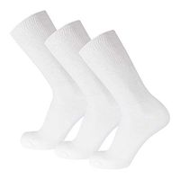 Big and Tall Diabetic Neuropathy Ringspun Cotton Crew Socks, King Size Mens Athletic Socks (13-16, Loose Top - Premium White) - 3 pairs