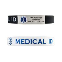 Divoti Deep Custom Laser Engraved Silicone Sport Medical Alert ID Bracelet- Lightweight/Simple/Easy/Comfortable-Blue w/Free Engraving -BW -7.1"