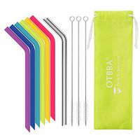 OTBBA Reusable Silicone Drinking Straws for 30 oz Tumbler, 6 BIG Reusable Smoothies Straws for Yeti/Rtic/Ozark Tumbler + 3 Long Brushes + 2 Stainless Steel Straws + 1 Storage Pouch