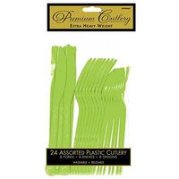 Amscan 8003.53 Premium Assorted Plastic Cutlery Party Tableware, 10.5 x 4.7, Kiwi