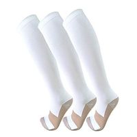 Copper Compression Socks for Men & Women(3 Pairs),15-20mmHg is Best Stockings for Running,Nurses,Athletic,Medical,Pregnancy,Travel-Boost Performance, Blood Circulation & Recovery(White,Small/Medium)