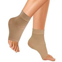 Patented Plantar Compression Sleeve for Plantar Fasciitis, Swelling and Foot/Arch Pain Relief (1 Pair, Natural, S/M)