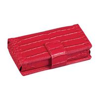 HealthSmart Travel Pill Case 7 Day Pill Organizer, Each Compartment 15 Pill Size, Snap Closure, Red Crocodile